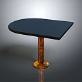 Stylish Modern Semicircular Table With Black Tabletop And Copper Base Design 3d model