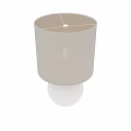 Modern Minimalist Table Lamp With White Spherical Base And Beige Lampshade Design