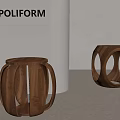 Poliform Modern Decorative Wooden Stools With Circular Hollow Ring Structure 3d model