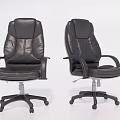 Black Leather Office Chairs With Armrests And Wheeled Base For Workspace
