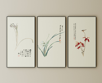 New Chinese Plant Painting Hanging Paintings 3d model