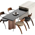 Middle Ancient Style Nakajima Dining Table and Chair Combination 3d model