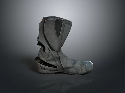 Gray Protective Leather Boots With Black Details And Safety Structure Design 3d model