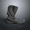 Gray Protective Leather Boots With Black Details And Safety Structure Design 3d model