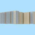 Modern Multi Storey Building Exterior With Glass Windows And Beige Structured Facade 3d model