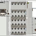 Public Office Space Interior Design With Cubicles Computers Office Chairs And Pendant Lights 3d model