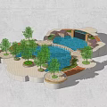 Beautiful Courtyard Garden Design With Swimming Pool Lush Trees And Paved Area