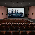 Modern Cinema Interior Design With Comfortable Seats Large Screen And High Quality Sound System