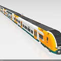 Modern Orange Gray Green Train With Streamlined Design Multiple Carriages And Roof Equipment