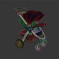 Modern Baby Stroller With Blue Canopy And Silver Frame Ergonomic Handle And Wheels