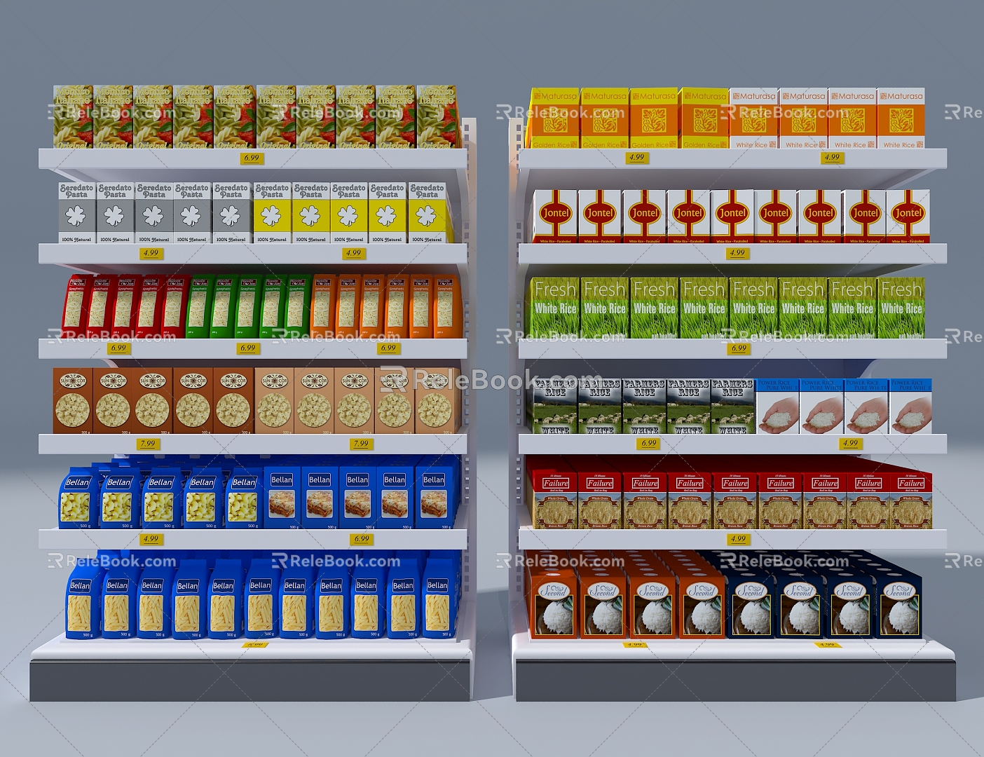 snack shelf supermarket shelf display rack 3d model