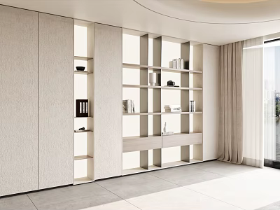 Modern Decorative Cabinet Interior Design With Open Shelves And Storage Spaces 3d model