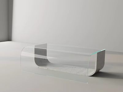 Modern Sofa and Coffee Table Set With Clear Glass Top and Concrete Base Design 3d model