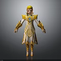 Golden Haired Female Character With White And Gold Decorative Armor And Blue Gemstone