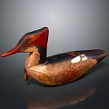 Duck Wooden Carving With Red Head And White Spots Decorative Piece
