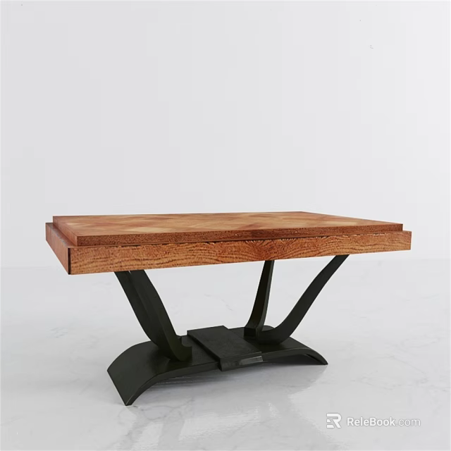 Modern Wooden Side Table With Sleek Metal Frame And Sturdy Tabletop Design 3d model 