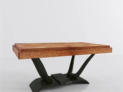 Modern Wooden Side Table With Sleek Metal Frame And Sturdy Tabletop Design 3d model