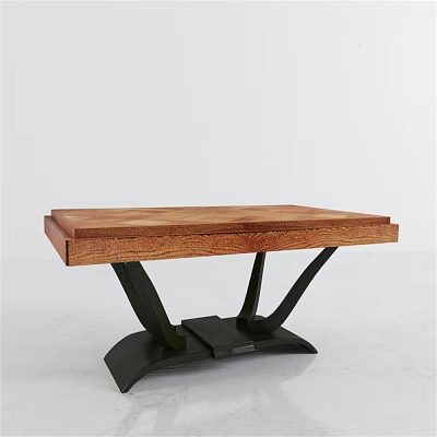 Modern Wooden Side Table With Sleek Metal Frame And Sturdy Tabletop Design 3d model