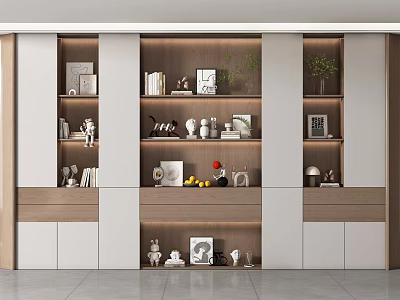 Modern Full Wall Bookcase With Built In LED Light For Storage And Home Decor 3d model