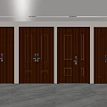 Dark Brown Hinged Doors With Classic Panel Design In Empty Interior Space 3d model