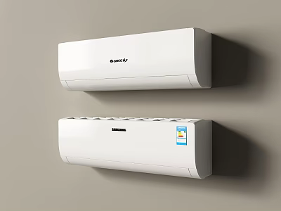 Modern White Wall Mounted Air Conditioner Fan Units With Sleek Home Interior Design 3d model
