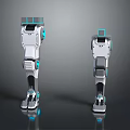 Futuristic Robotic Leg Equipment With White Gray Body And Blue Lights