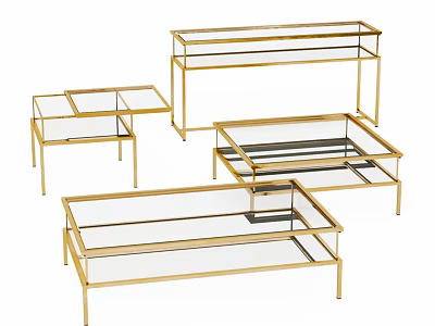 Elegant Modern Dining Tables With Gold Metal Frame And Glass Top Designs 3d model