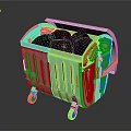 Stainless Steel Metal Trash Bin With Wheels And Black Spheres Inside