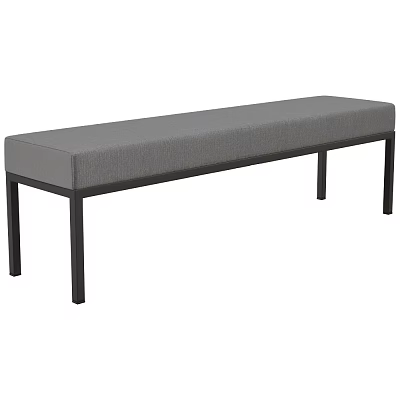 Modern Gray Fabric Bench With Black Metal Legs Simple Home Decor Furniture 3d model