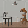 Modern Dining Chairs With Beige Upholstery Black And Light Wood Legs White Walls Wooden Floor
