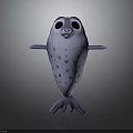 Cartoon Seal Character 3D Model With Heart Shaped Spots Big Eyes And Smiling Expression