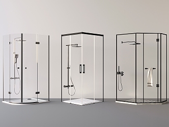 Modern shower room shower cubicle partition glass door bathroom hardware 3d model