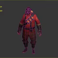 Game Movie Character Red Outfit Gas Mask Ammunition Belt 3D Model Standing Pose Detailed Design