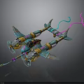 Futuristic Colorful Spaceship Design With Propellers And Vibrant Cosmic Trails