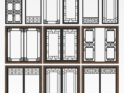 New Chinese style casement window sliding door combination model