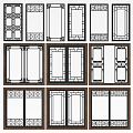 New Chinese style casement window window sliding door combination 3d model