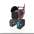 Cute Robotic Character With Black Beret Pink Blue Tracked Base Screen Face And Diamond Details