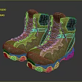 Brown And Black High top Hiking Boots With Gray Laces And Non slip Soles