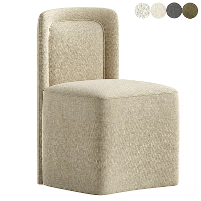 Modern Beige Leisure Chair with Linen Upholstery and Curved Backrest Design 3d model