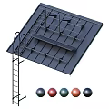 Metal Architectural Building Components With Roof Framework Ladder And Multicolored Spheres 3d model