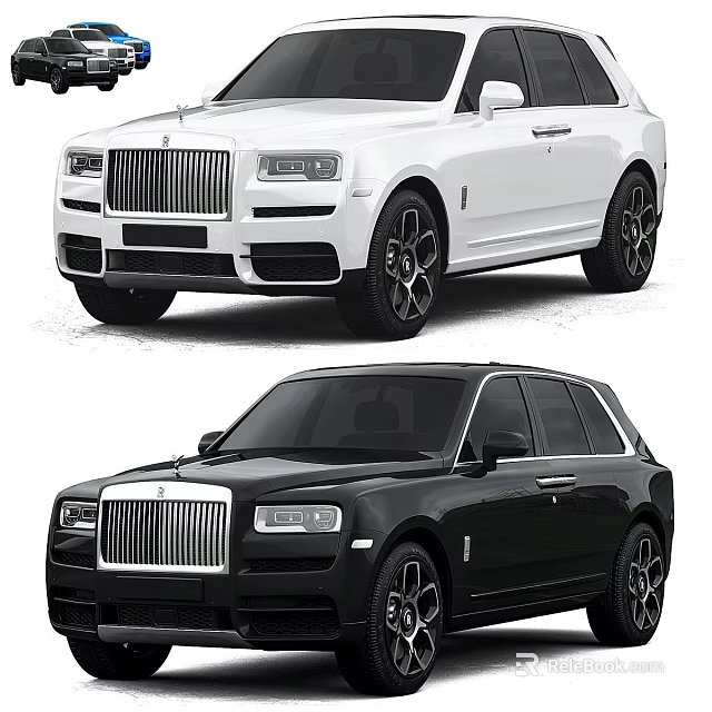 Luxury Rolls Royce SUV Vehicles in White and Black Colors 3d model 
