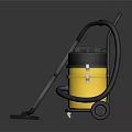 Yellow Portable Vacuum Cleaner With Long Handle And Wheels For Home Cleaning