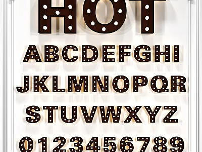Illuminated Decorative LED Light Alphabet Letters And Numbers For Home Decoration 3d model