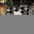 Retro Style Supermarket Department Store Interior With Bookshelves Sofa And Decor