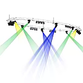 Ceiling Mounted Downlights And Spotlights With Multi Colored Light Beams For Stage Lighting Setup