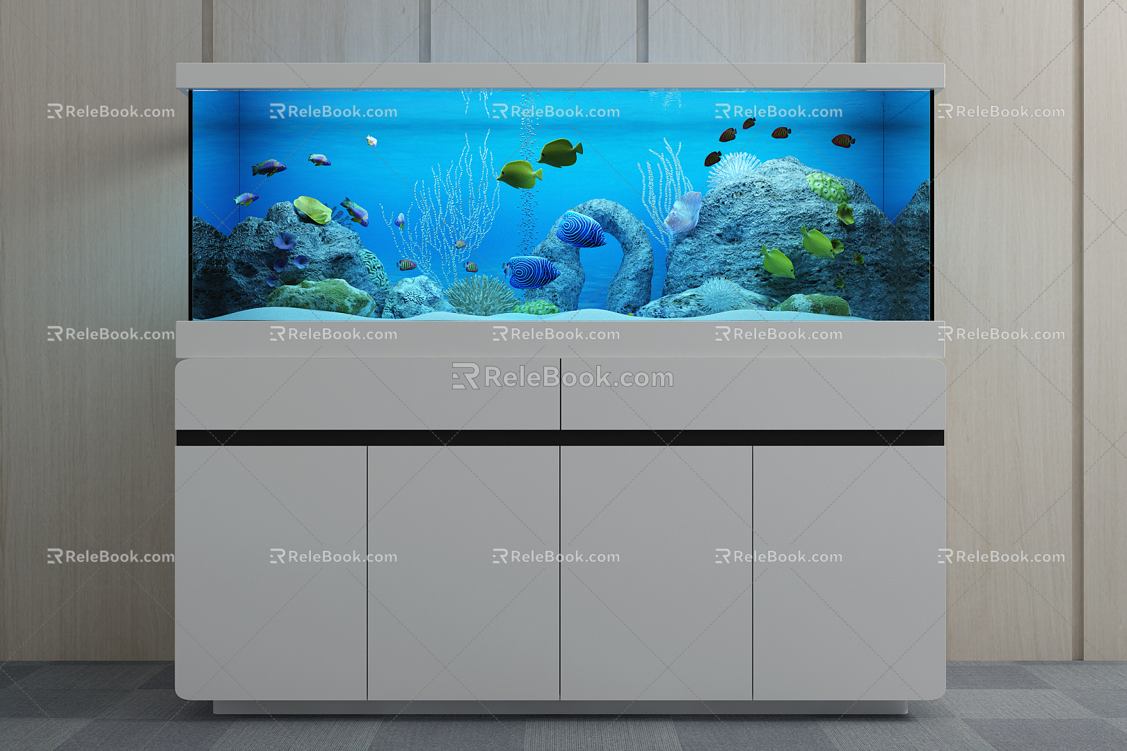 Modern fish tank ecological fish tank living room aquarium 3d model