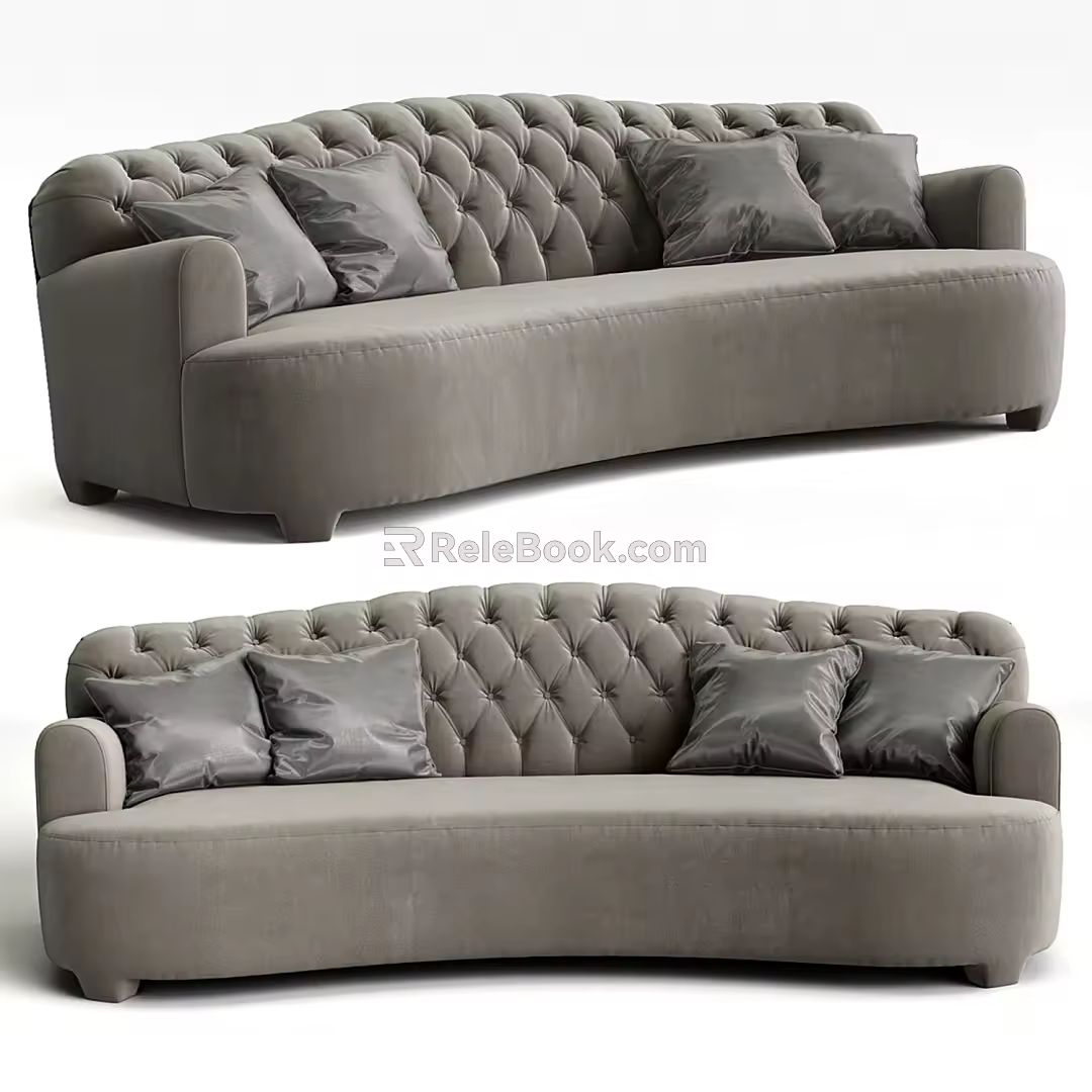 PROMEMORIA Rodolfo multi-person sofa pull button sofa classic pull button sofa soft bag sofa cushion 3d model