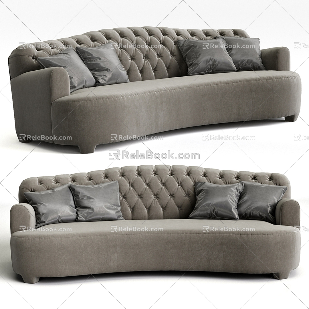 PROMEMORIA Rodolfo multi-person sofa pull button sofa sofa sofa classic pull button sofa soft bag sofa cushion 3d model