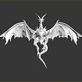 Fantasy White Winged Dragon Character With Horned Scaled Body And Majestic Wings