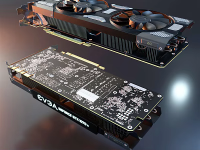 EVGA Graphics Card With Dual Cooling Fans Heat Sink And Circuit Board Design 3d model